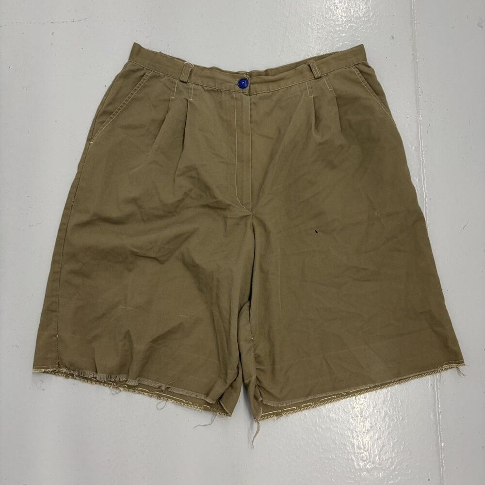 Vintage 70s Green Pleated Baggy Wide Leg Shorts 34x9